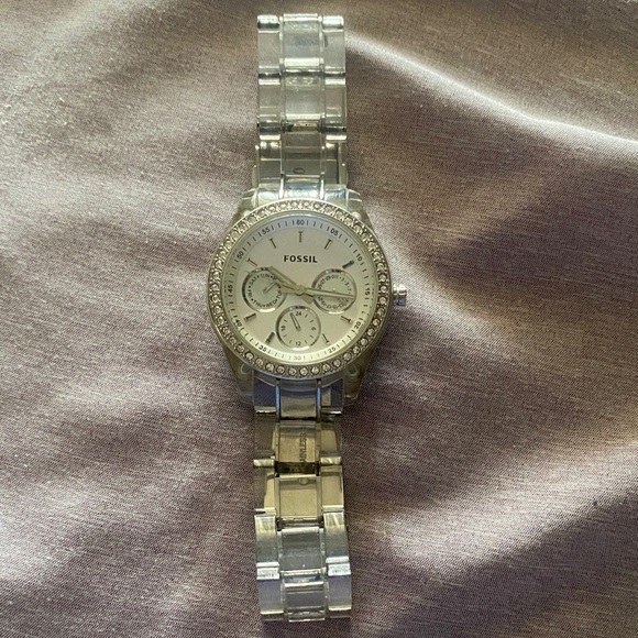 Fossil Silver-Tone Watch with Crystal Details - Picture 1 of 5